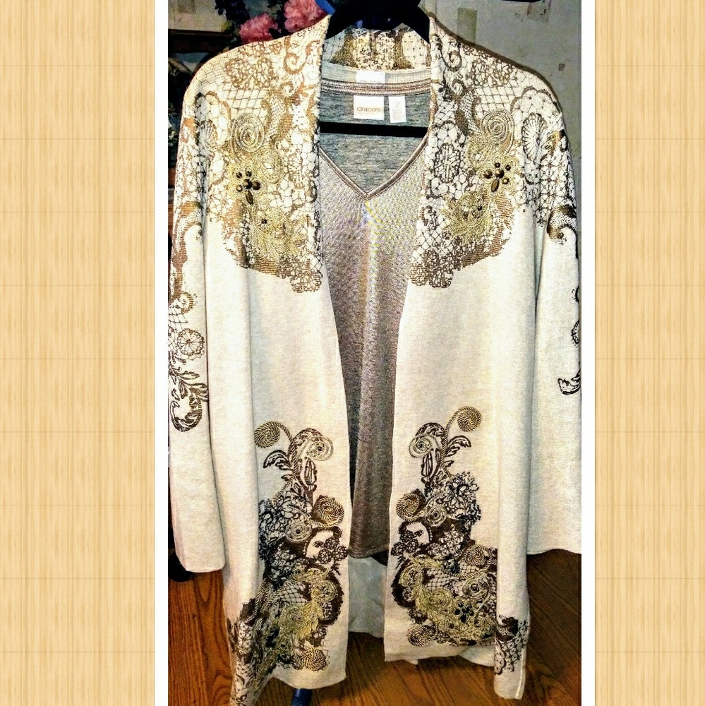 Beautiful Chico's Cardigan and Shell Set